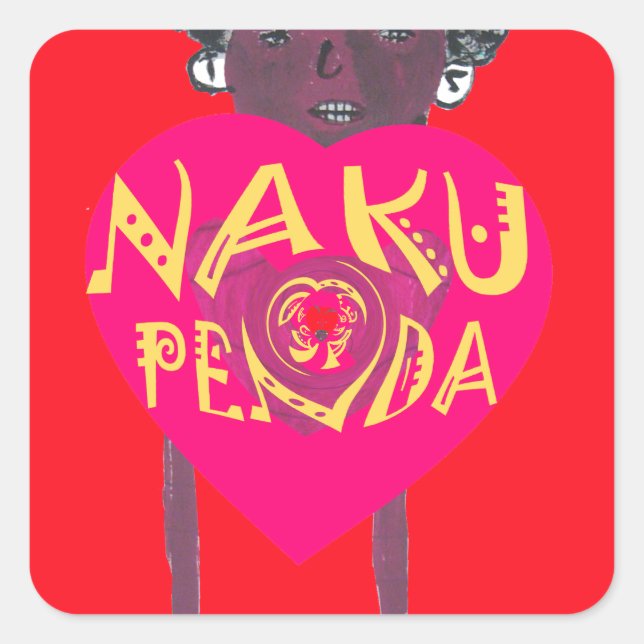 Sticker Carré Nakupenda Love Art - Swahili Heart Design (Devant)