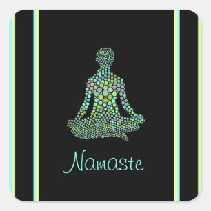Sticker Carré Namaste Yoga Pose Serene Personnalisé