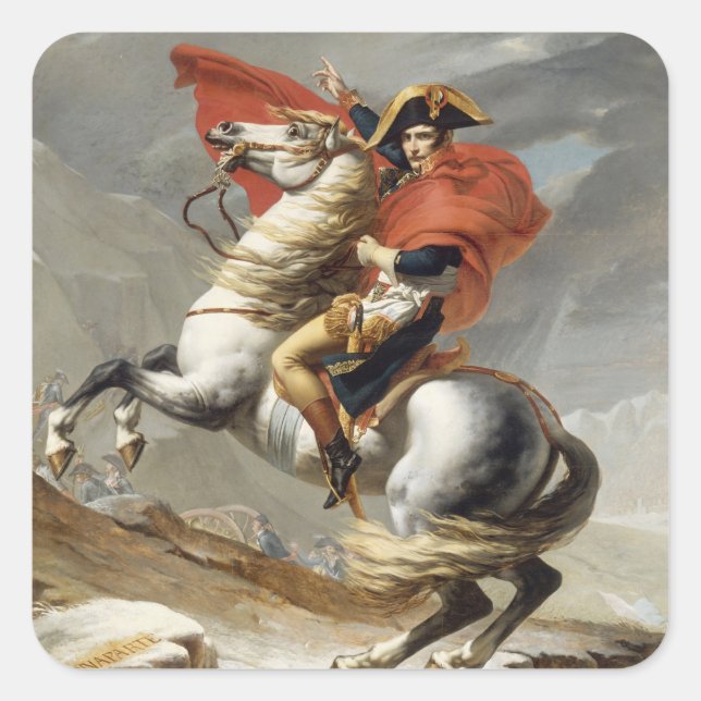 Sticker Carré Napoléon Traversant les Alpes - Jacques-Louis Davi (Devant)