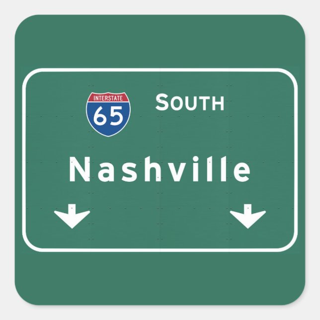 Sticker Carré Nashville Tennessee tn Interstate Highway Freeway (Devant)