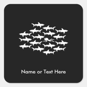 Sticker Carré Natation de plongeur autonome avec une école des