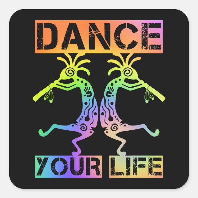 Sticker Carré Native Americans Kokopelli - Dance Your Life 4 (Devant)