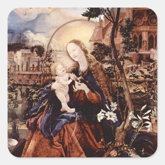 STICKER CARRÉ NATIVITÉ AVEC DES LILLES BLANCHES - MAGIE DE NOËL (Devant)