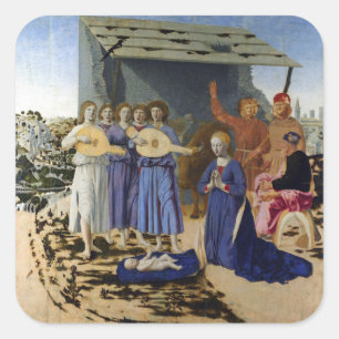 Sticker Carré NATIVITÉ DE JÉSUS, ANGES par PIERO DELLA FRANCESCA