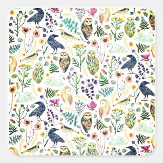 Sticker Carré Nature-Inspired Botanical Pattern Decorative Throw