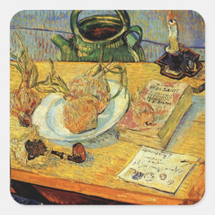 Sticker Carré Nature morte avec planche à dessin de Vincent van 