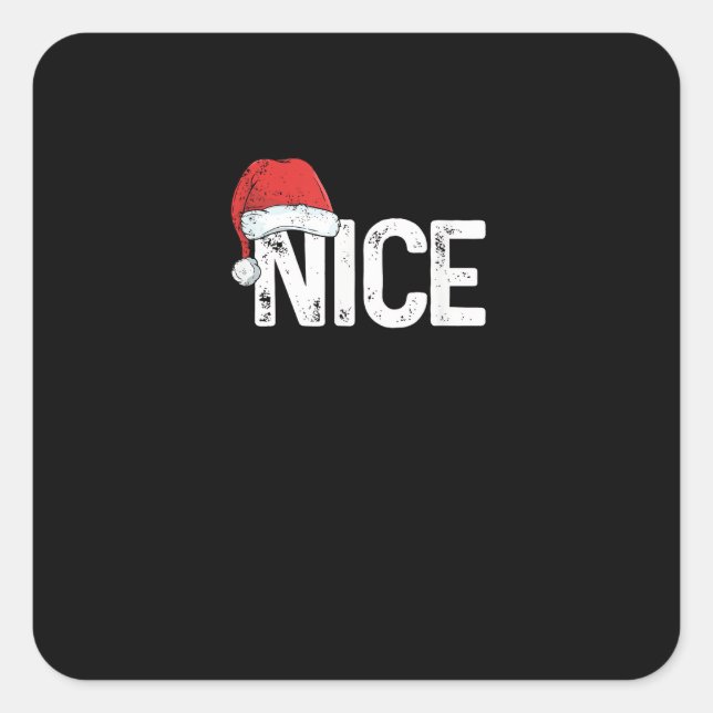 Sticker Carré Naughty Or Nice Matching Christmas Funny Design  (Devant)