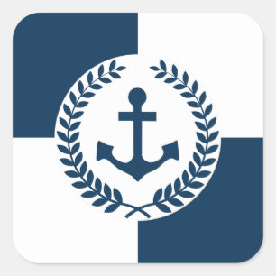 Sticker Carré Nautical themed design