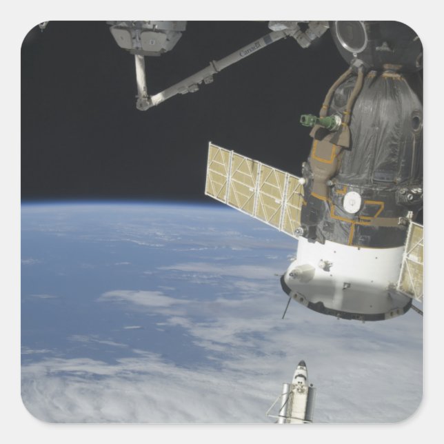Sticker Carré Navette spatiale Endeavor, un vaisseau Soyouz (Devant)