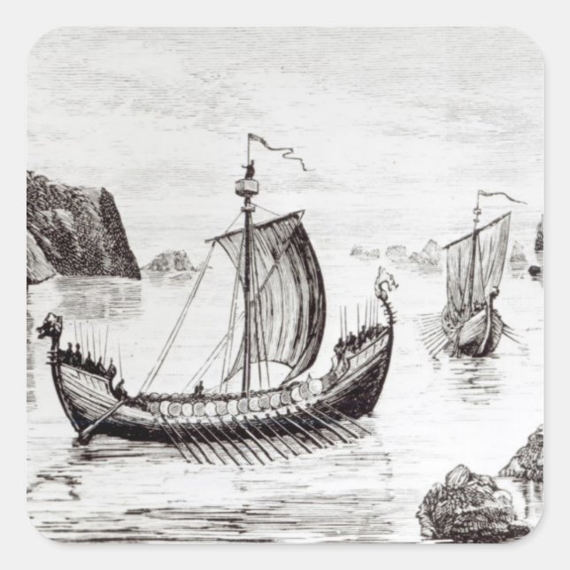 Sticker Carré Navires viking (Devant)