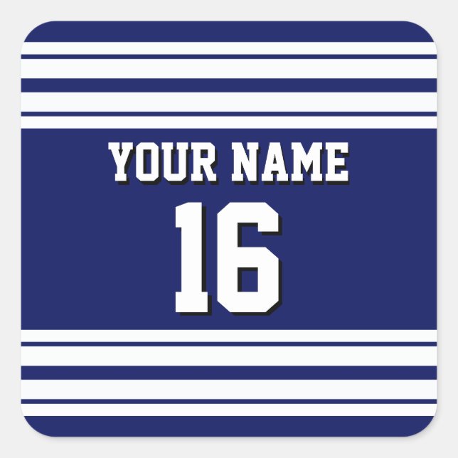 Sticker Carré Navy Blue White Team (Devant)