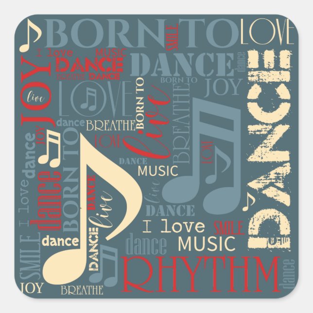Sticker Carré Né à Dance Blue/Red/Gold ID277 (Devant)