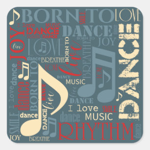 Sticker Carré Né à Dance Blue/Red/Gold ID277