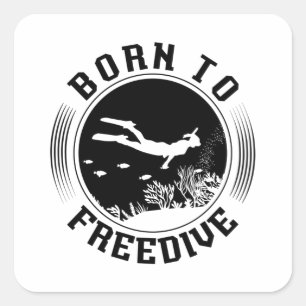 Sticker Carré Né À Freediving SpearFishing Freediving Freediver