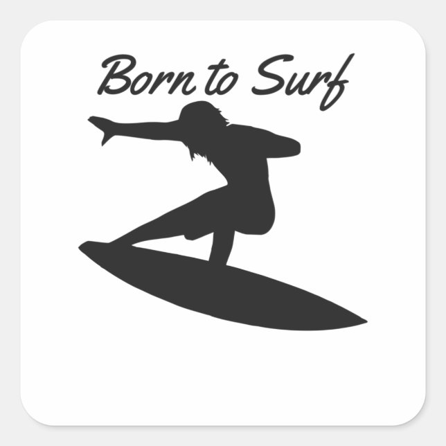 Sticker Carré Né au Surf (Devant)