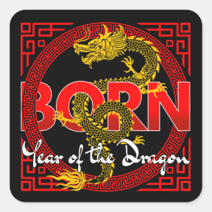 Sticker Carré Né dans l'année du dragon