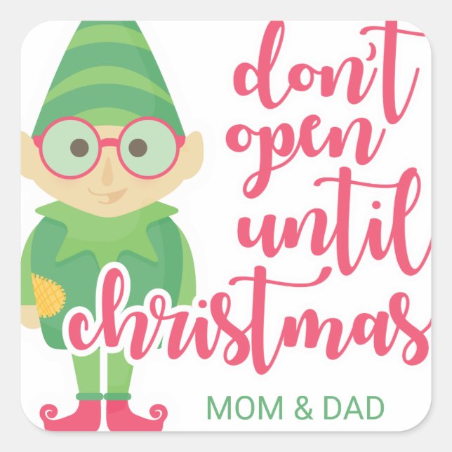 Sticker Carré Ne pas ouvrir avant Noël (Devant)