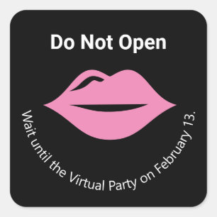 Sticker Carré Ne pas ouvrir avant Virtual Party Galentine's Lips