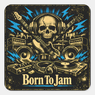 Sticker Carré Né pour jamer – Musique d'improvisation Âme