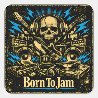 Sticker Carré Né pour jamer – Musique d'improvisation Âme