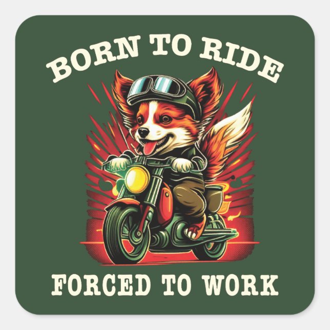 Sticker Carré Né pour voyager Forcé à travailler (Devant)