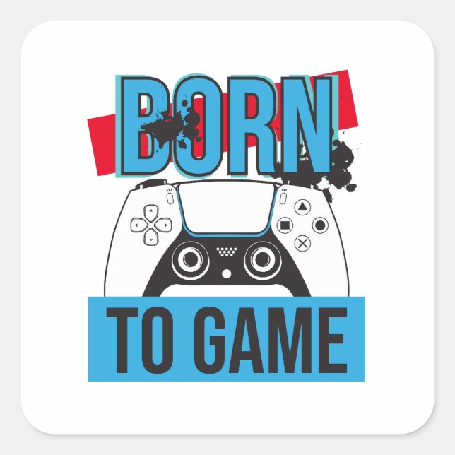 STICKER CARRÉ NÉE AU JEU AVEC MA CONSOLE (Devant)