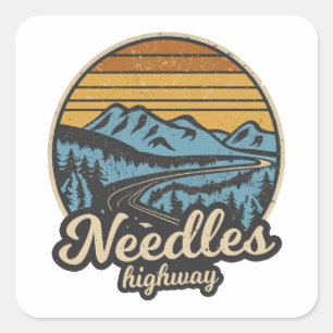 Sticker Carré Needles Highway South Dakota Retro