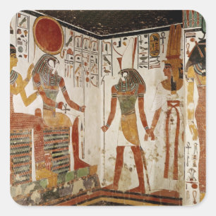 Sticker Carré Nefertari est apporté avant le dieu