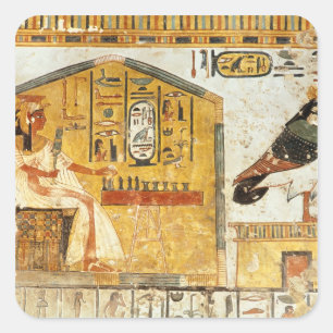 Sticker Carré Nefertari jouant le senet