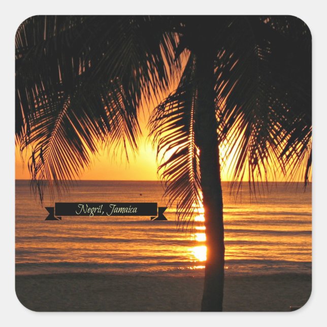 Sticker Carré Negril, Jamaica at Sunset (Devant)