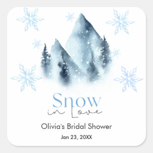 Sticker Carré Neige dans l'Amour Mariage de Neige Flocons de Nei