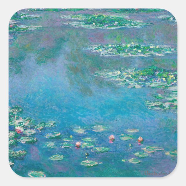 Sticker Carré Nénuphars de Claude Monet Fine Art Painting (Devant)