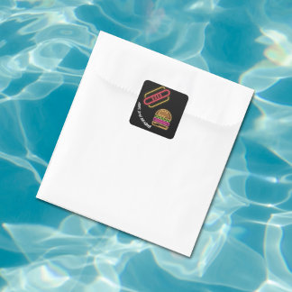 Sticker Carré Neon Fast Food Monogramme Nom Vibrant