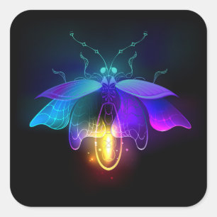 Sticker Carré Neon Firefly sur noir