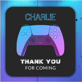 STICKER CARRÉ NEON GAMER CONTROLLER NIVEAU HAUT