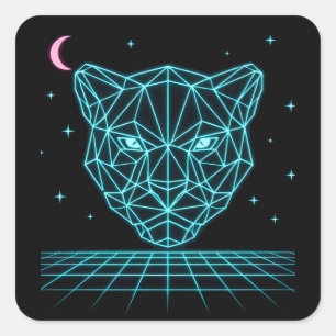 Sticker Carré Neon Panther - Synthwave Électrique Sombre