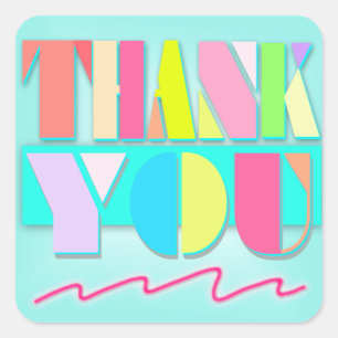 Sticker Carré Neon Pastel de style Miami Merci -