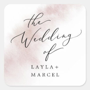 Sticker Carré Nettoyage aquarelle   Phoques d'enveloppe Mariage 