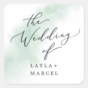 Sticker Carré Nettoyage aquarelle   Phoques Mariages verts
