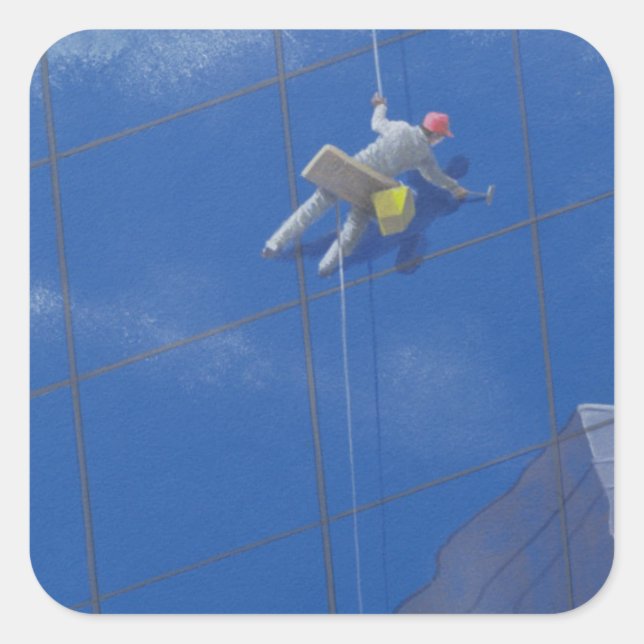Sticker Carré Nettoyeur de fenêtres 1990 (Devant)