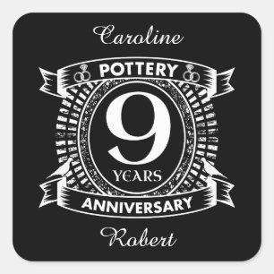 Sticker Carré Neuf ans mariage de la poterie