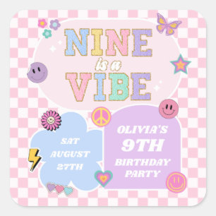 Sticker Carré Neuf Est Un Vibe Preppy Patch 9e Anniversaire