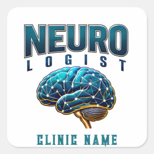 Sticker Carré Neurologue Conception Médicale du Cerveau