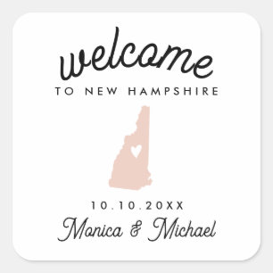 Sticker Carré NEW HAMPSHIRE State Destination Mariage N'IMPORTE
