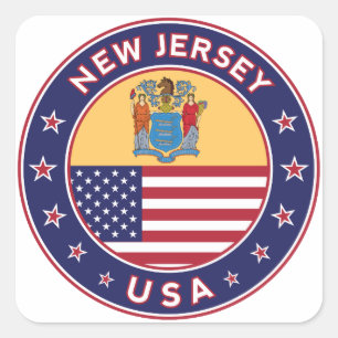 Sticker Carré New Jersey, New Jersey autocollant, étui téléphoni