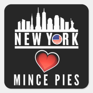 Sticker Carré New York aime Mince Pies Cityscape