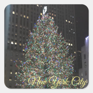 Sticker Carré New York City Rockefeller Center Christmas Tree NY