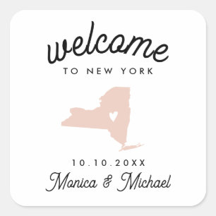 Sticker Carré NEW YORK State Destination Mariage N'IMPORTE QUELL