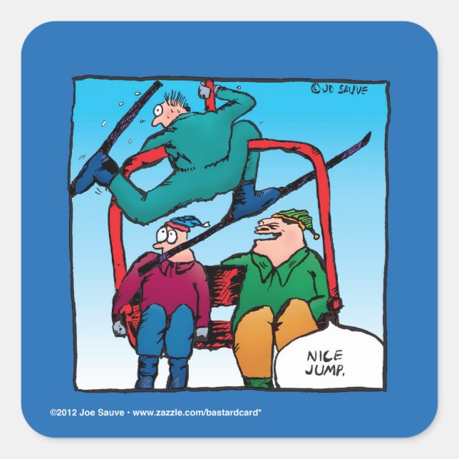Sticker Carré Nice Jump Cartoon Skiers (Devant)