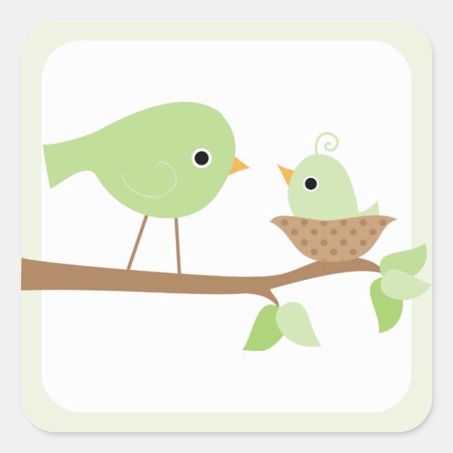 Sticker Carré Nid d'oiseau (vert) (Devant)